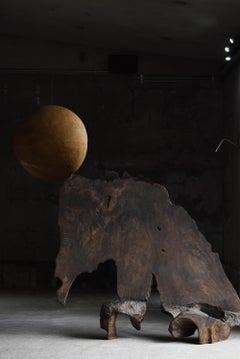 Japanese Antique Elephant-Shaped Wooden Partition 1900s-1940s / Wabi Sabi Object