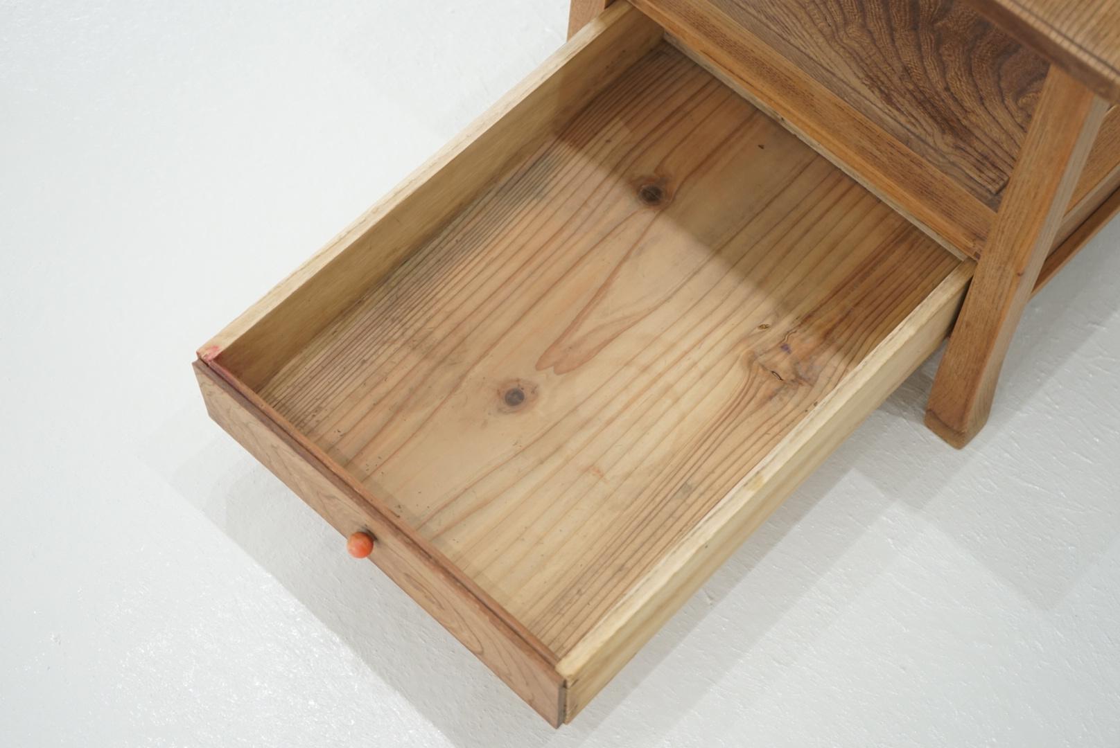 Japanese Antique Exhibition Stand Zelkova Wood 1930s Wabi-Sabi Side Table For Sale 3