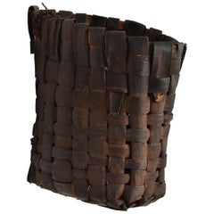 Japanese Antique Farming Tools / Basket Made of Bark / Wall-Mounted Flower Vase