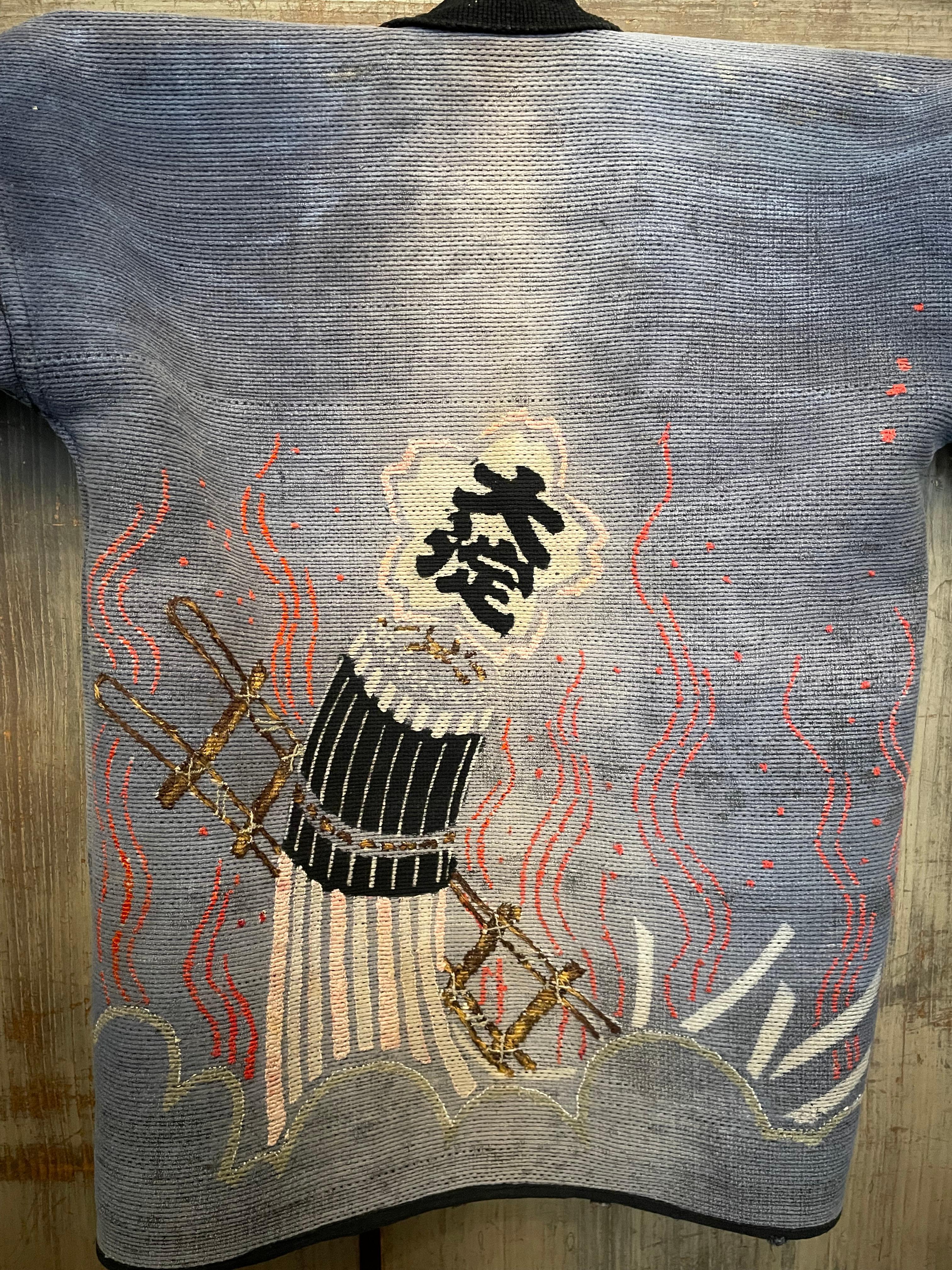 Japanese Antique Fire Fighter Sashiko Banten Oyodocho Reversible 1950s For Sale 9