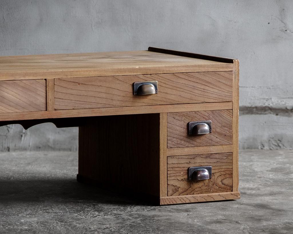 20th Century Japanese Antique Floor Writing Desk, Taisho Era (1912-1926), Wabi Sabi