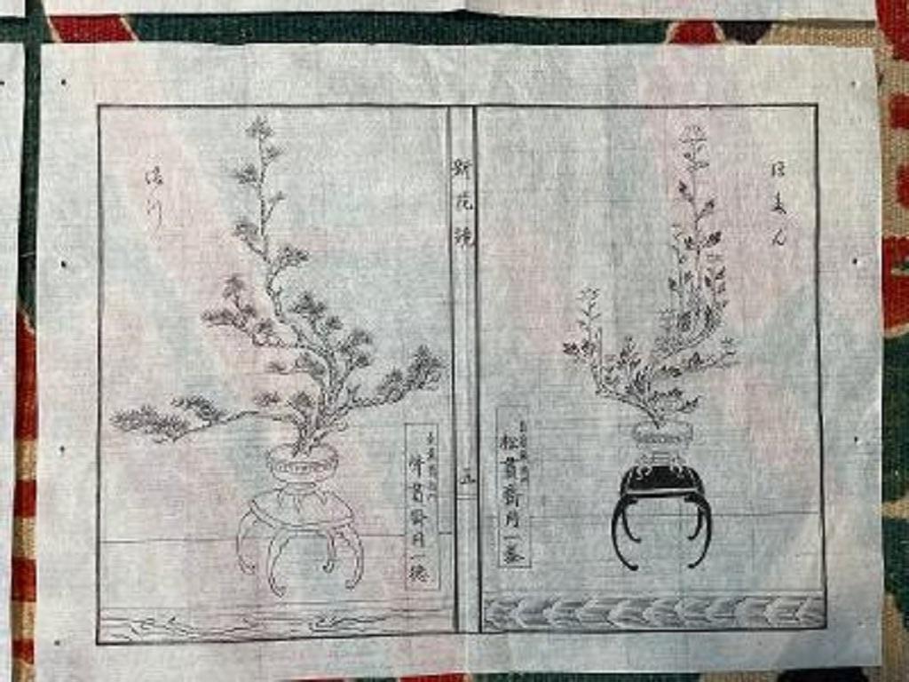 Japanese Antique Flower Ikebana Wood Block Prints 6