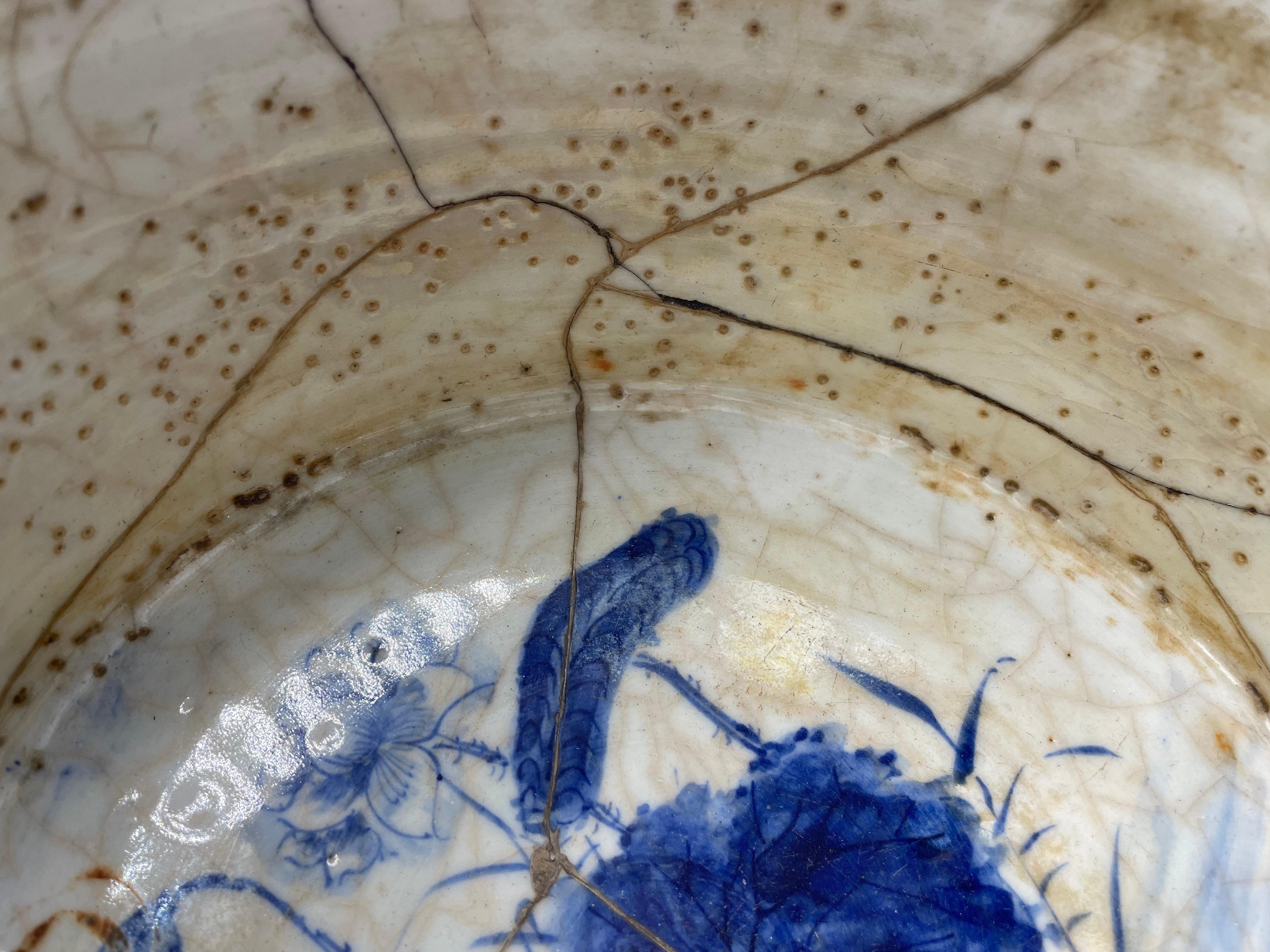 Japanische antike japanische Blumentöpfe/Schale 1800er Jahre Edo-Ära/ Kintsugi 2