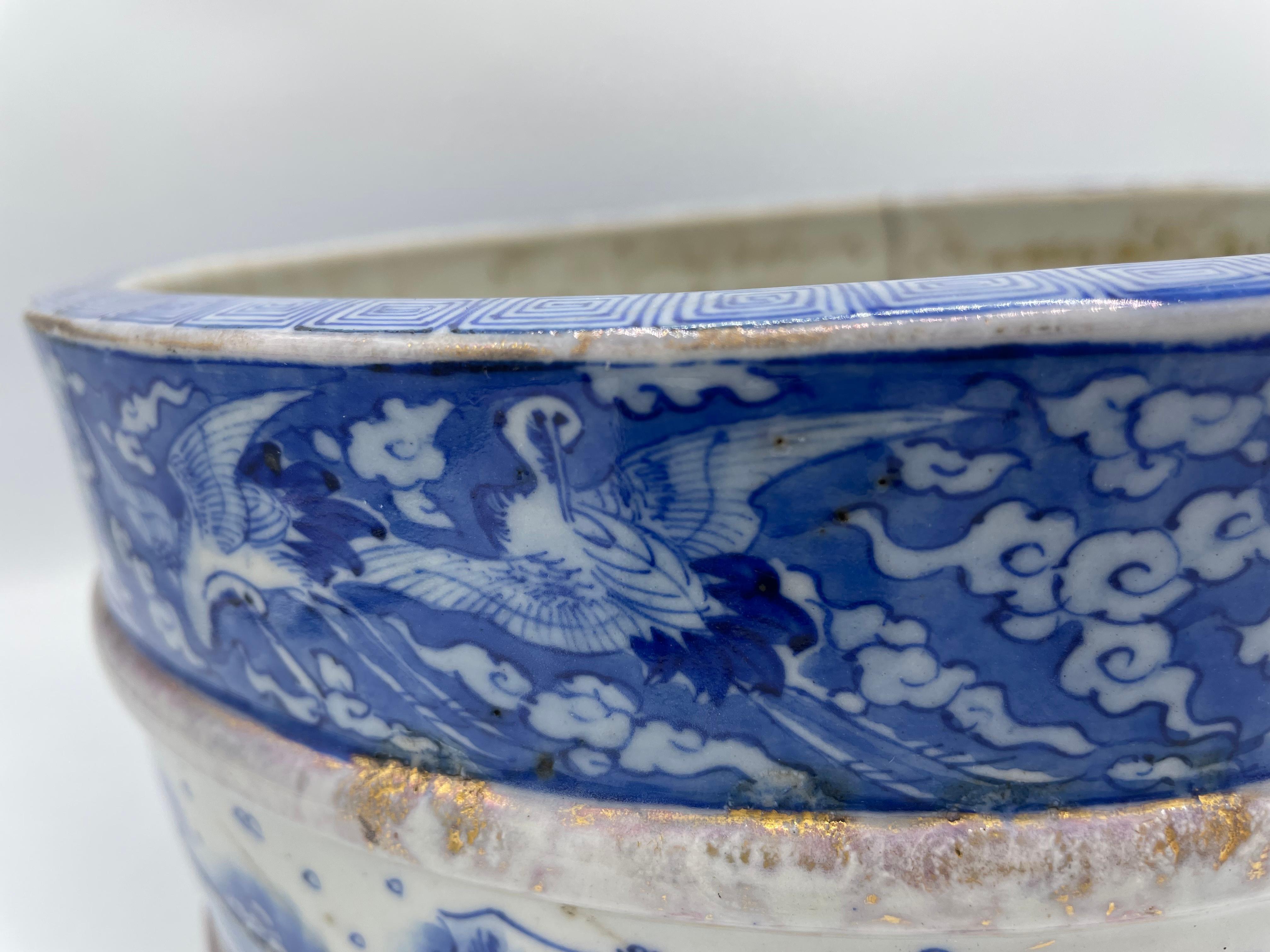 Japanische antike japanische Blumentöpfe/Schale 1800er Jahre Edo-Ära/ Kintsugi 3