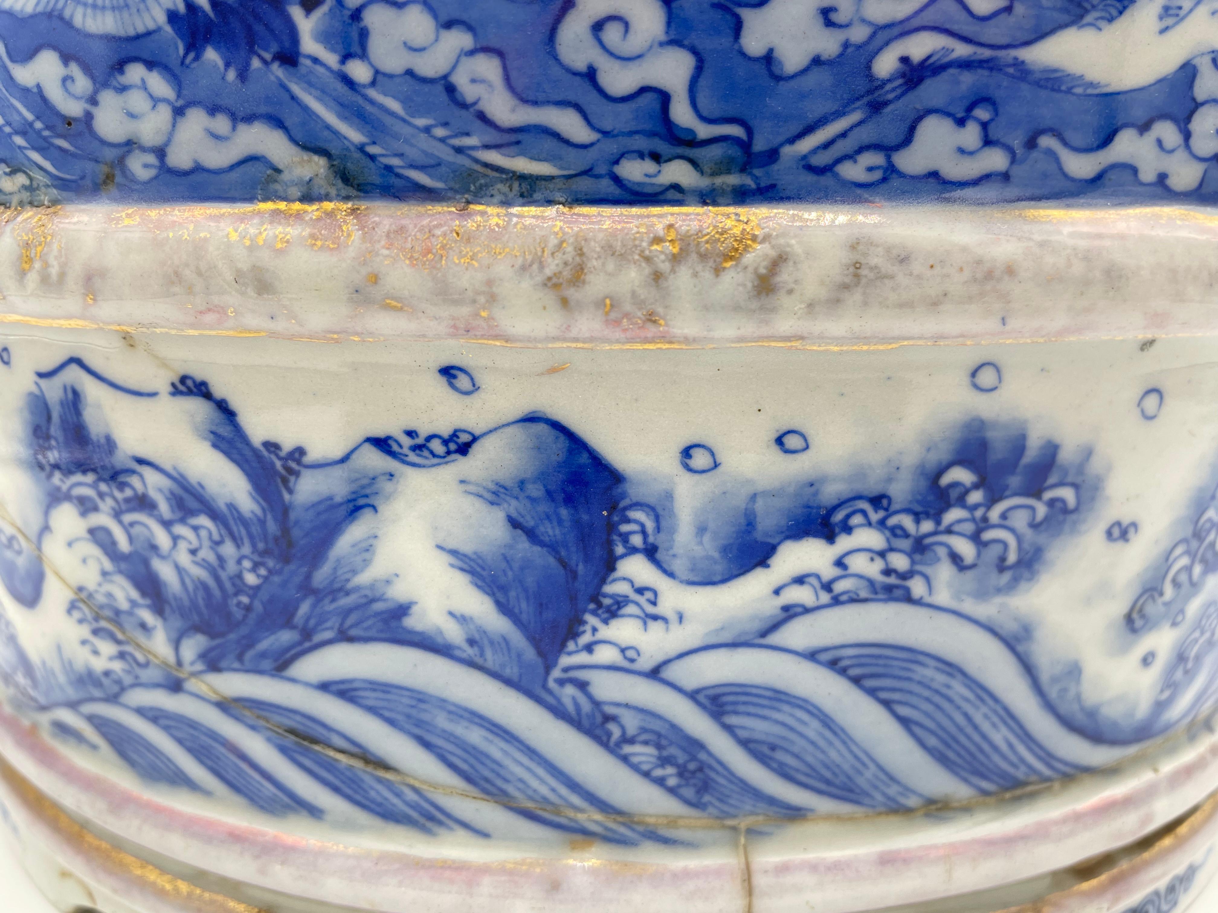 Japanische antike japanische Blument�öpfe/Schale 1800er Jahre Edo-Ära/ Kintsugi 4