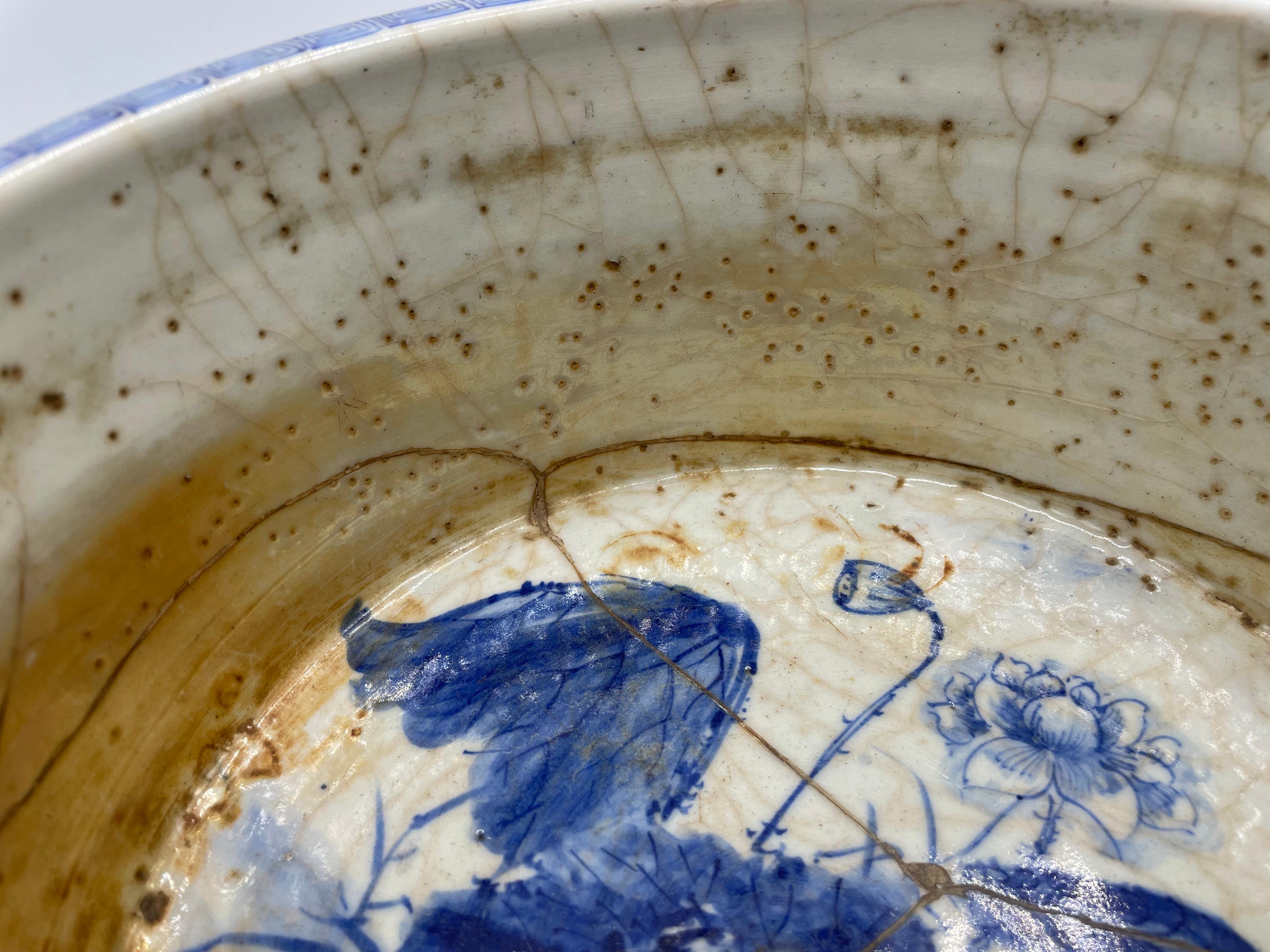 Japanische antike japanische Blumentöpfe/Schale 1800er Jahre Edo-Ära/ Kintsugi 5