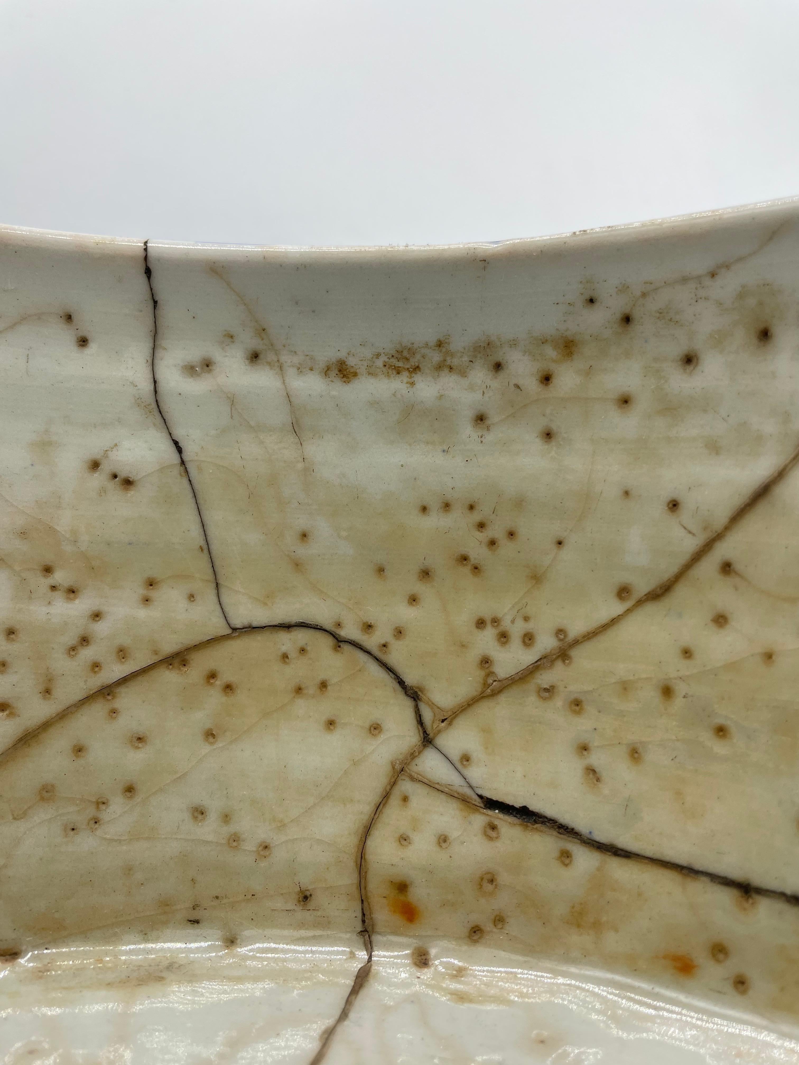 Japanische antike japanische Blumentöpfe/Schale 1800er Jahre Edo-Ära/ Kintsugi 6