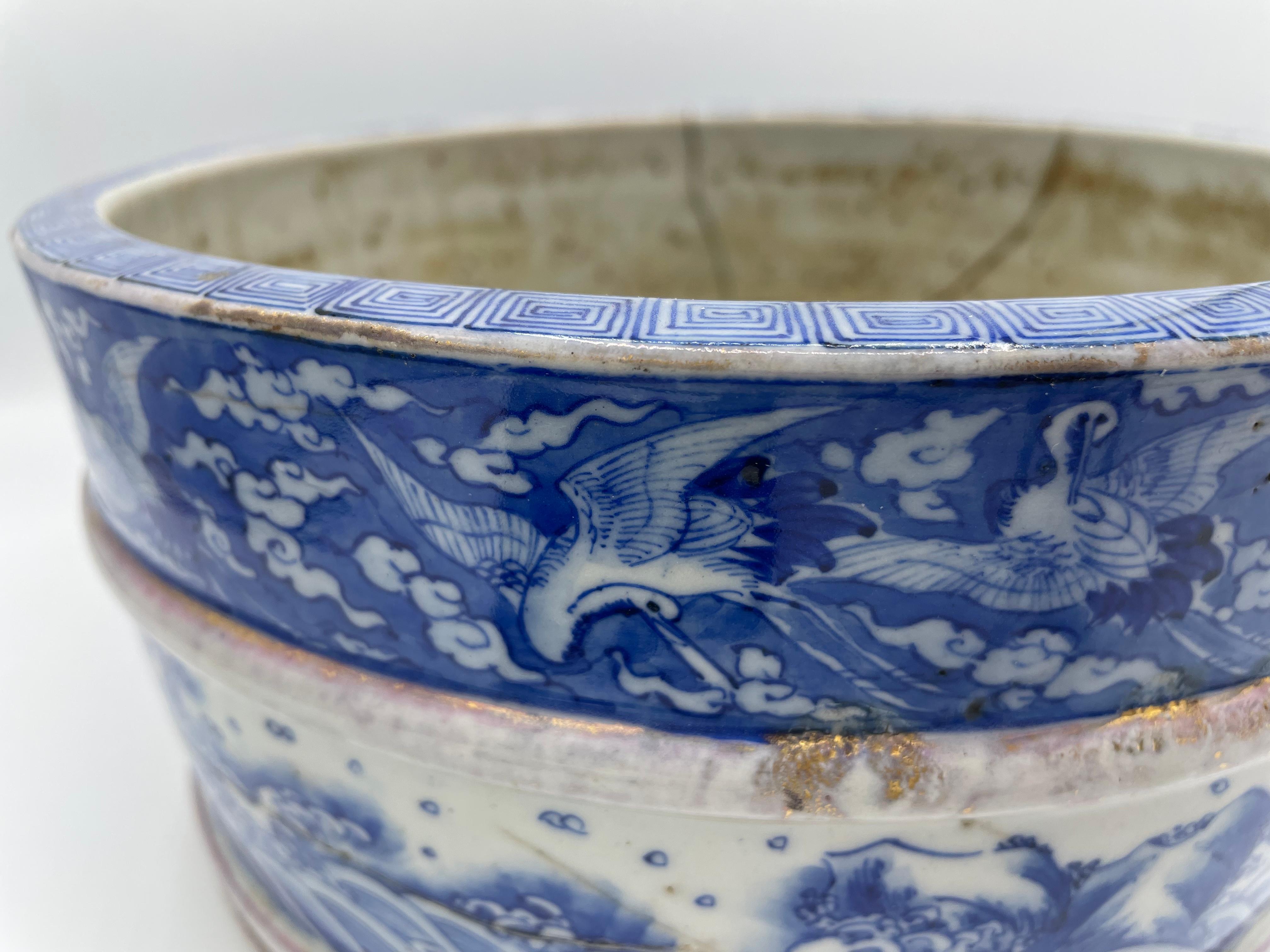 Japanische antike japanische Blumentöpfe/Schale 1800er Jahre Edo-Ära/ Kintsugi (19. Jahrhundert)