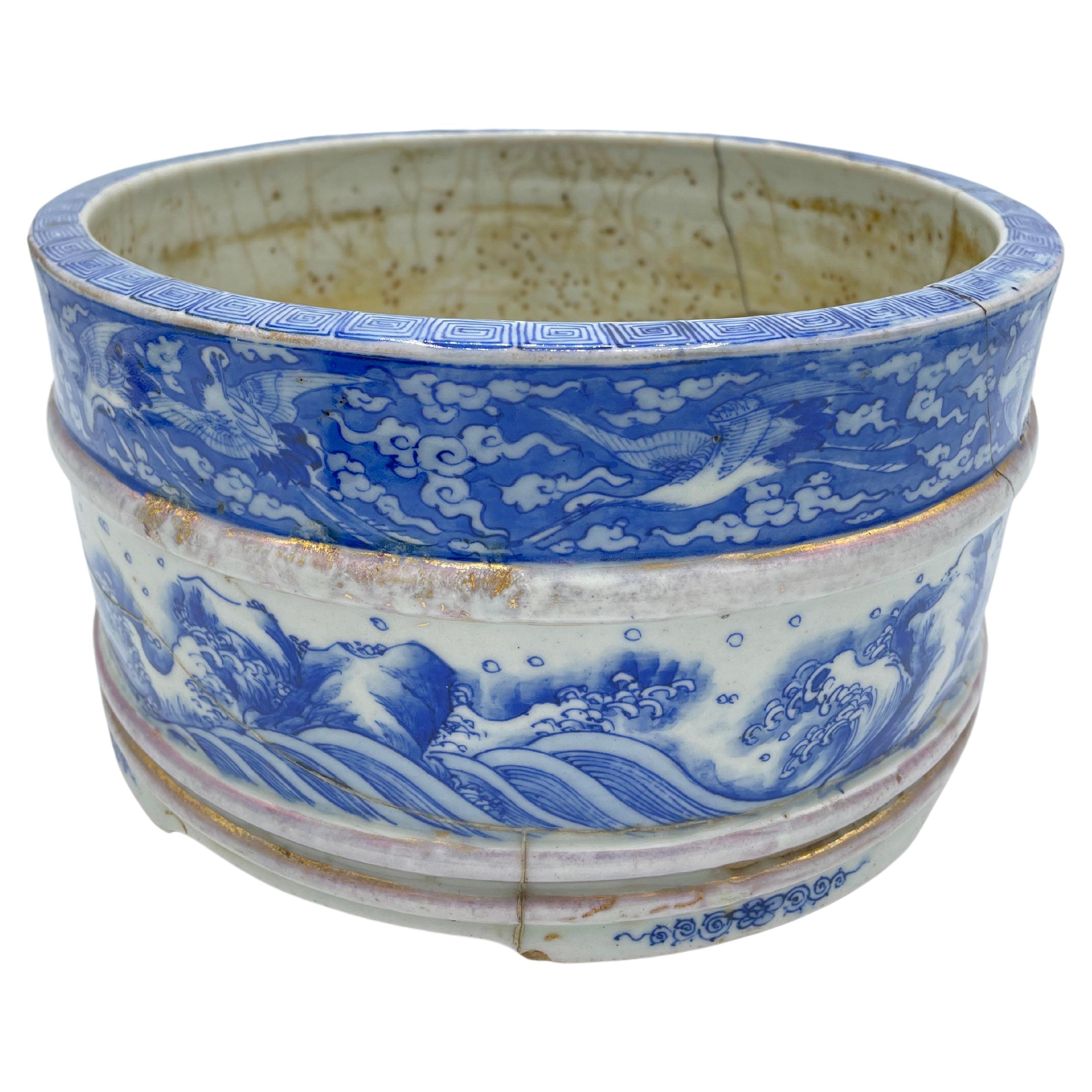 Japanische antike japanische Blumentöpfe/Schale 1800er Jahre Edo-Ära/ Kintsugi