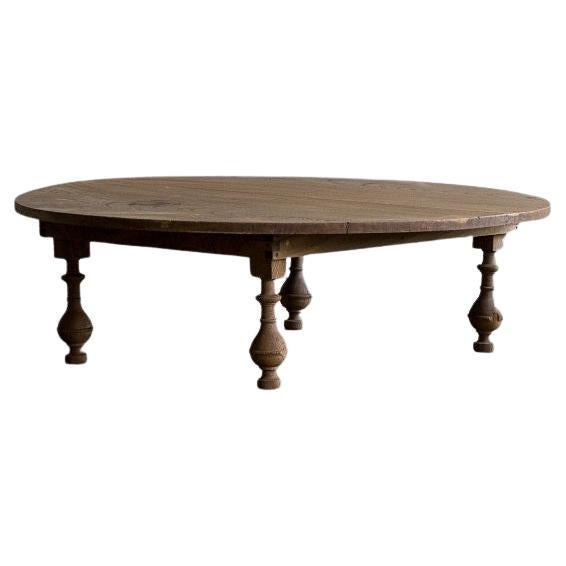 Japanese Antique Folding Round Low Table "Chabudai" in Zelkova, cirica 1912–1926