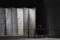 Japanese Antique Folding Screen Covered with Silver Leaf 1860s-1900s / Wabi Sabi