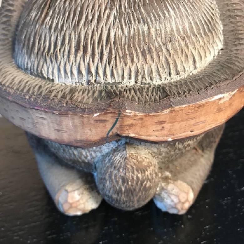 Japanese Antique Folk Tanuki Handmade Hand-Carved One-of-Kind, Miwa In Good Condition In South Burlington, VT