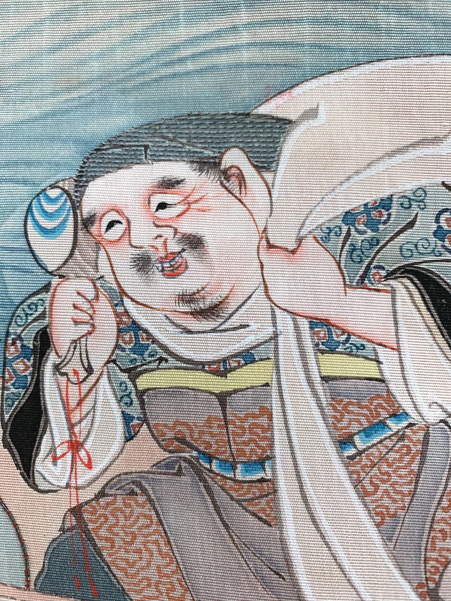Silk Japanese Antique Fukusa Textile Art Meiji Period For Sale