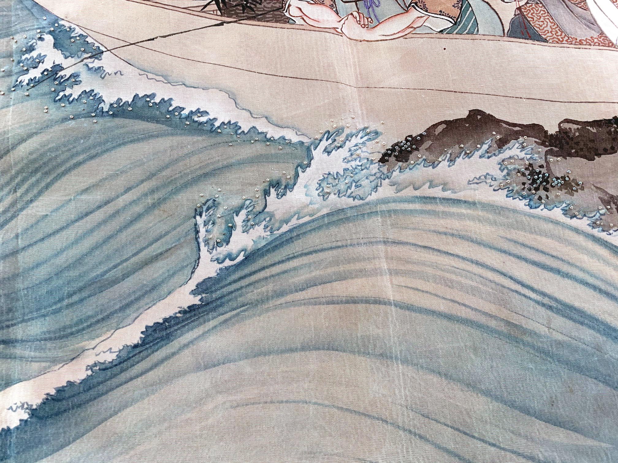 Soie Art textile japonais ancien Fukusa Période Meiji en vente