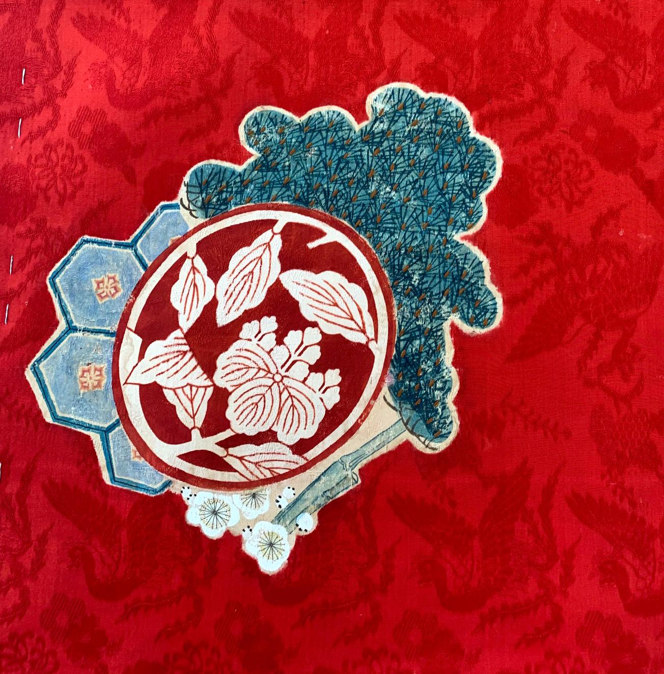 Art textile japonais ancien Fukusa Période Meiji en vente 5