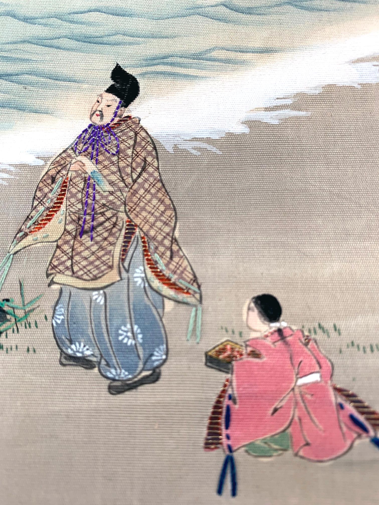 Silk Japanese Antique Fukusa Textile Art Meiji Period