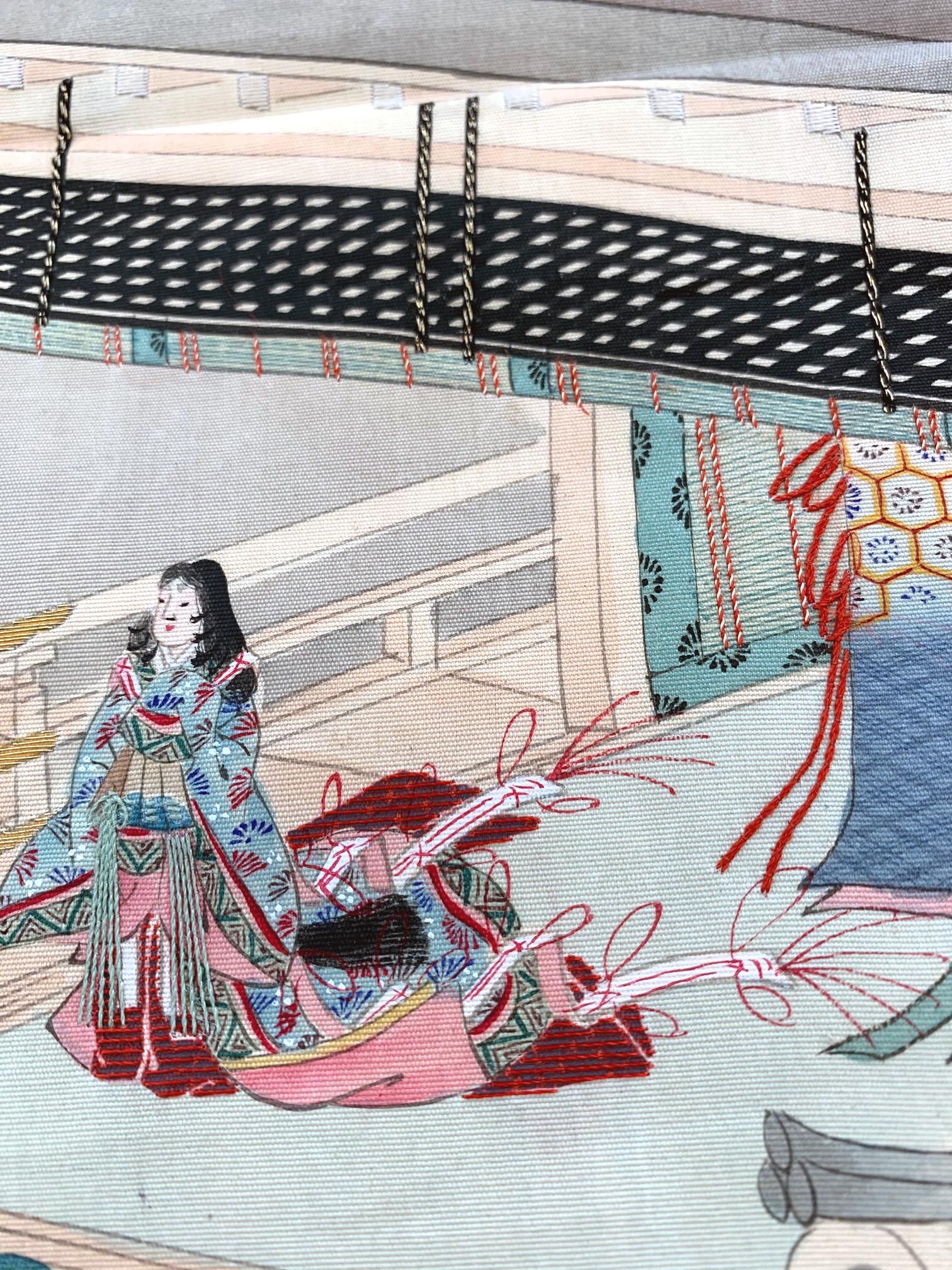 Japanese Antique Fukusa Textile Art Meiji Period 1