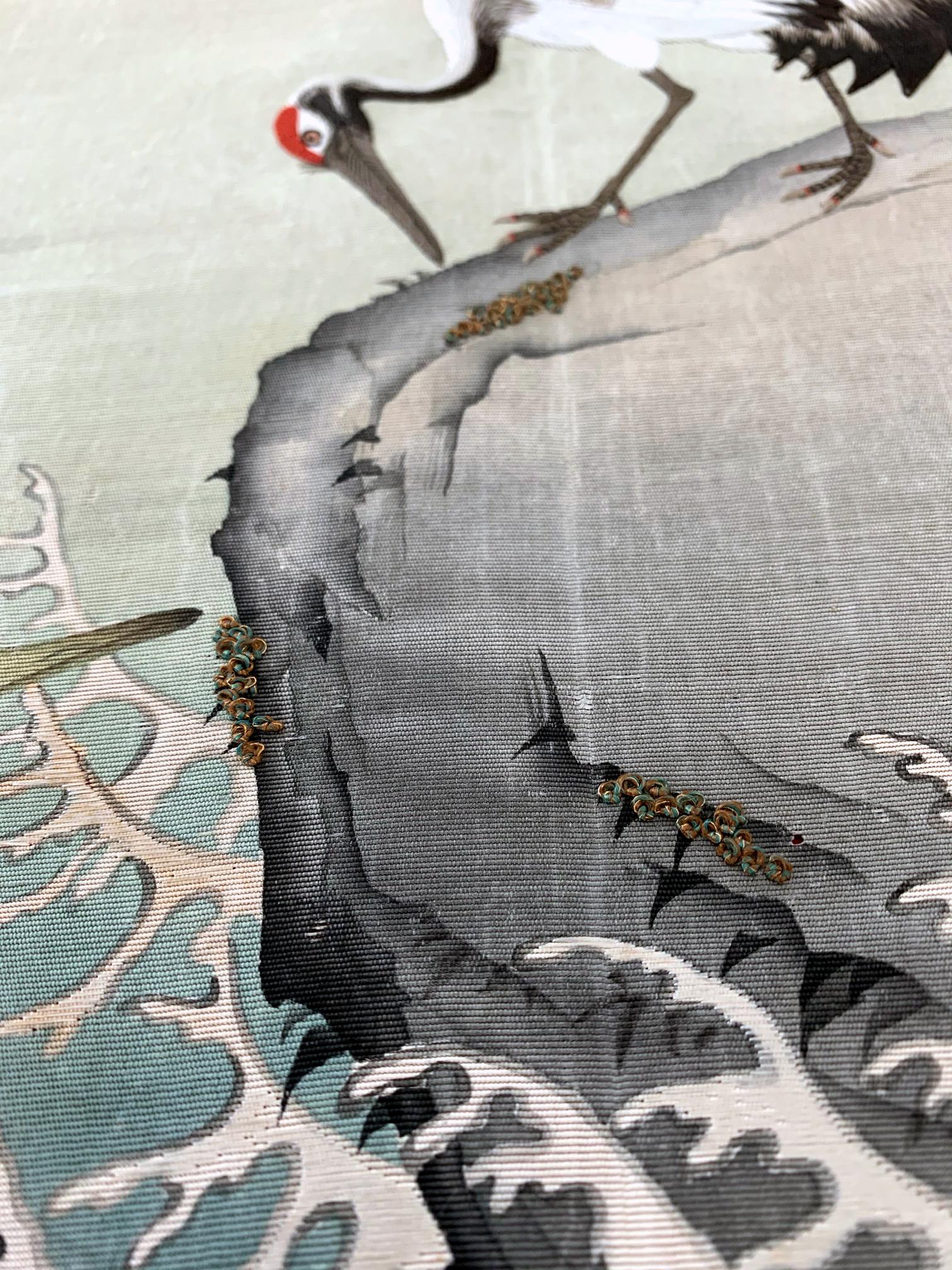 20th Century Japanese Antique Fusuka Textile Art Meiji Period For Sale