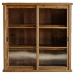 Japanese Antique Glass Cabinet, Cedar Wood, Taisho Era '1912-1926'