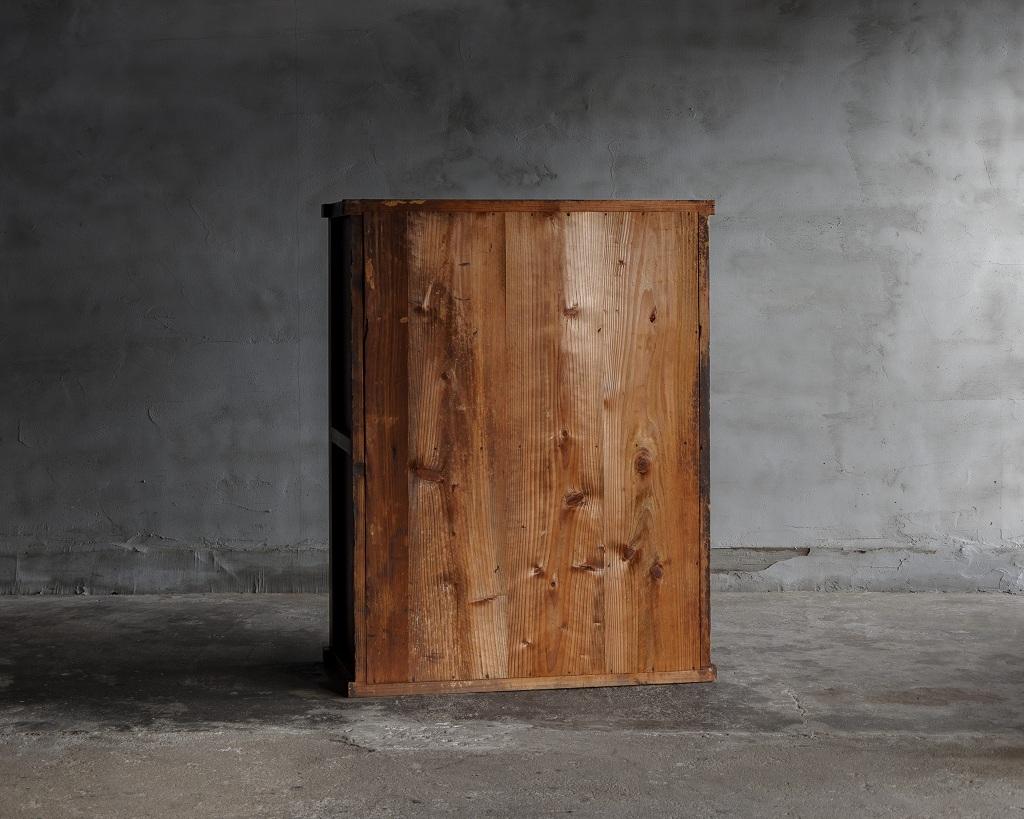 Armario Japonés Antiguo de Cristal, Época Taisho'1912-1926', Wabi Sabi Cedro