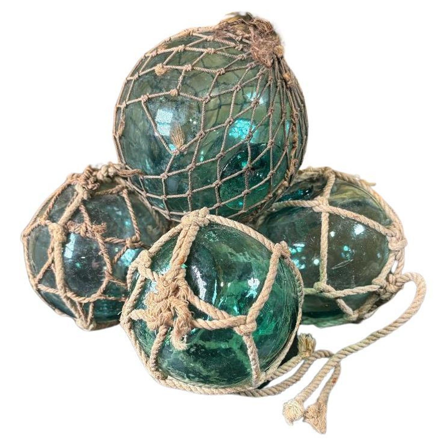 Antique Hand Blown Glass Japanese Float Fishing Net Nautical Buoy