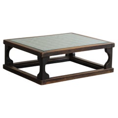 Table basse japonaise ancienne en verre, Wabi Sabi