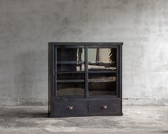 Antico mobile giapponese con ante scorrevoli in vetro, epoca Taisho 1912-1926, Wabi Sabi
