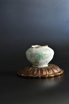 Japanese Antique Green Glaze Small Jar / Around 9th Century / Wabi Sabi Vase