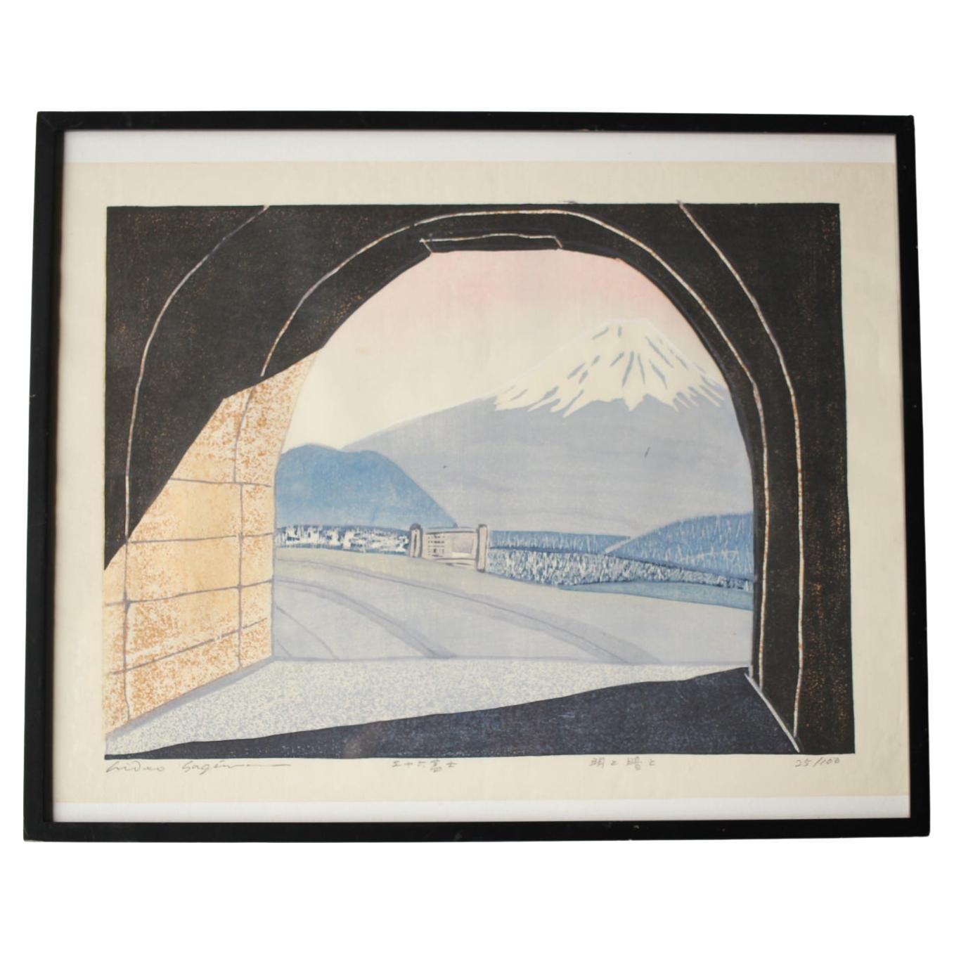 Japanese Antique Hagiwara Hideo Thirty-six Fujis Light and Dark, Woodblock print