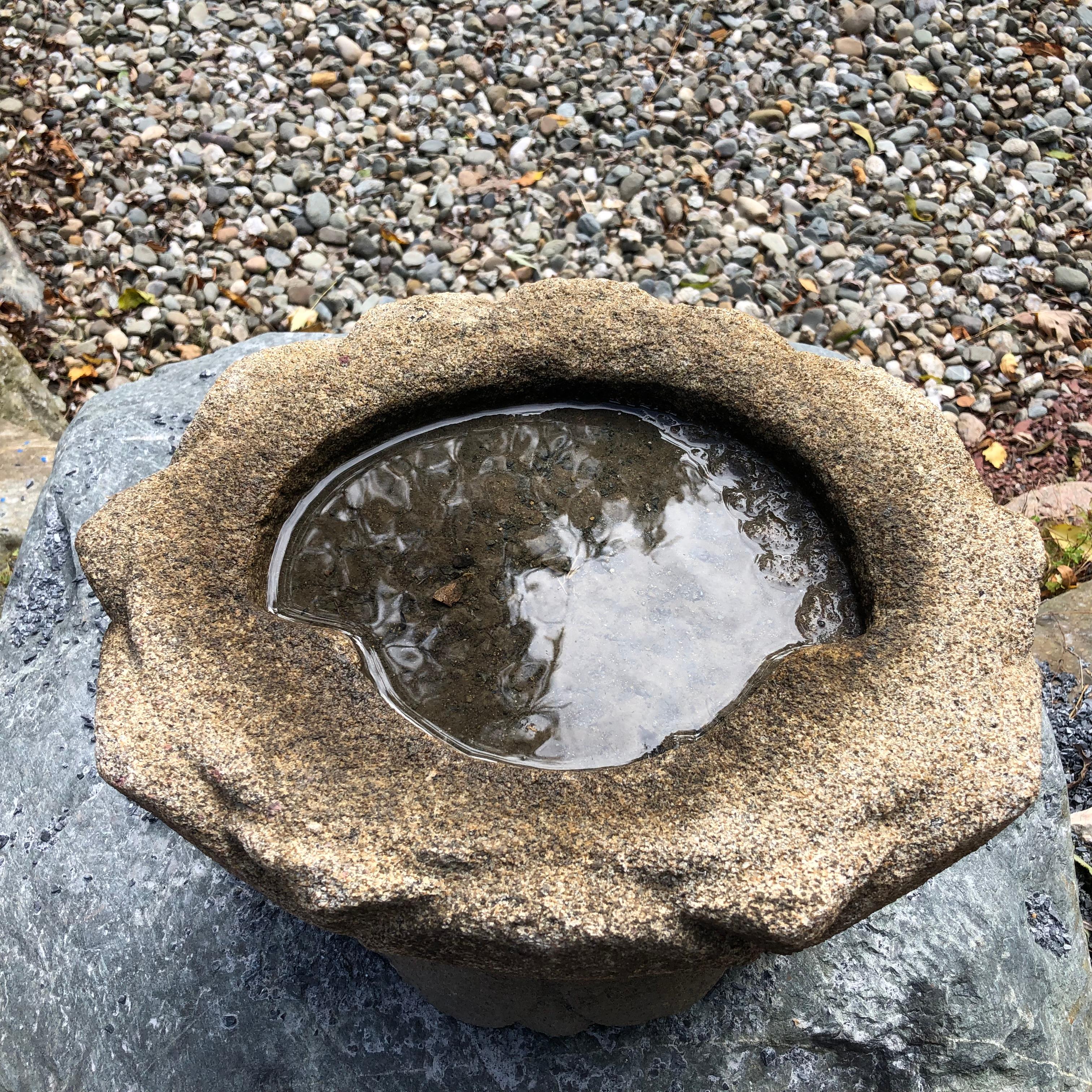 Japanese Antique Hand Carved Lotus Bowl on Stand, 19th Century or Earlier im Zustand „Gut“ in South Burlington, VT