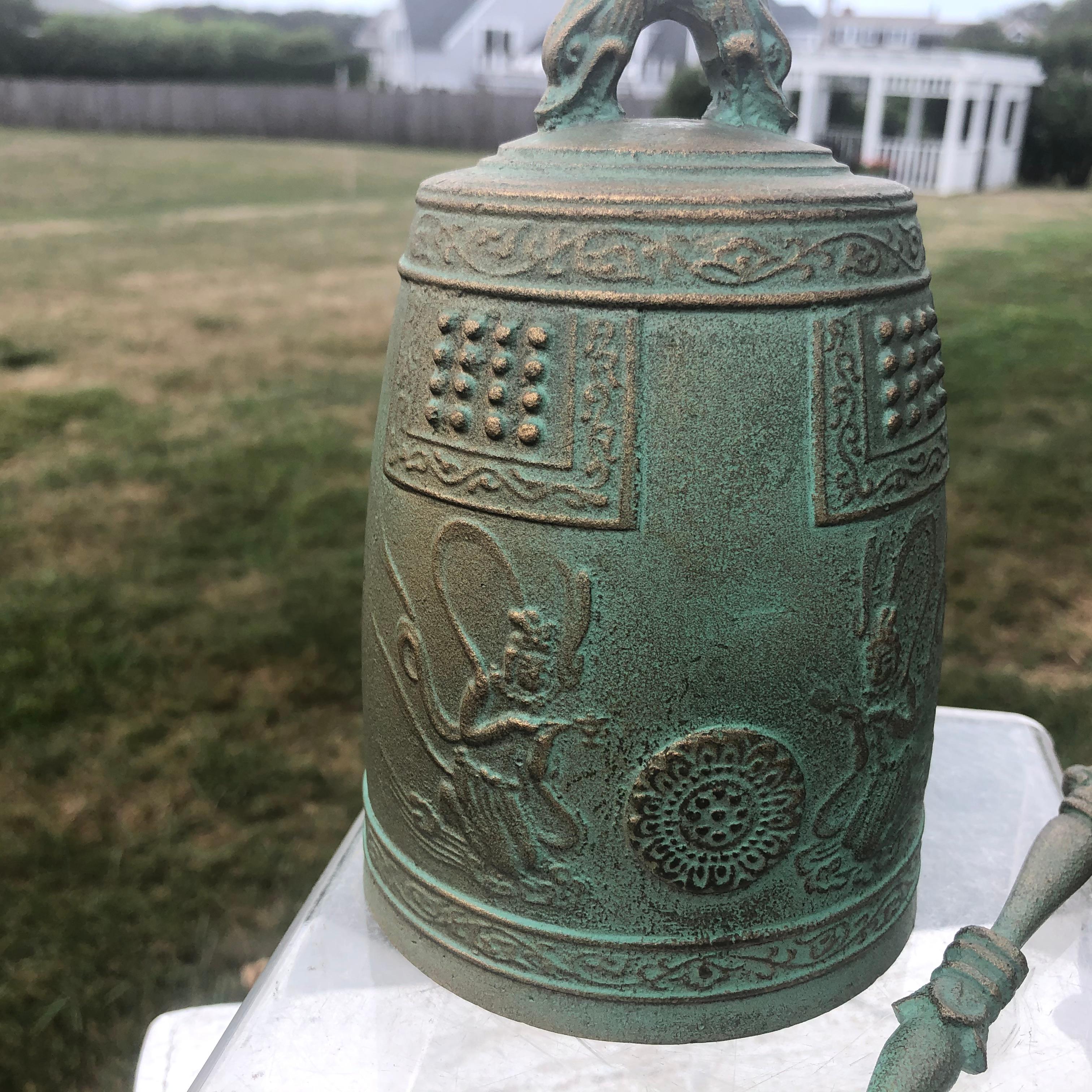 Japanese Hand Cast Bronze Temple Bell 