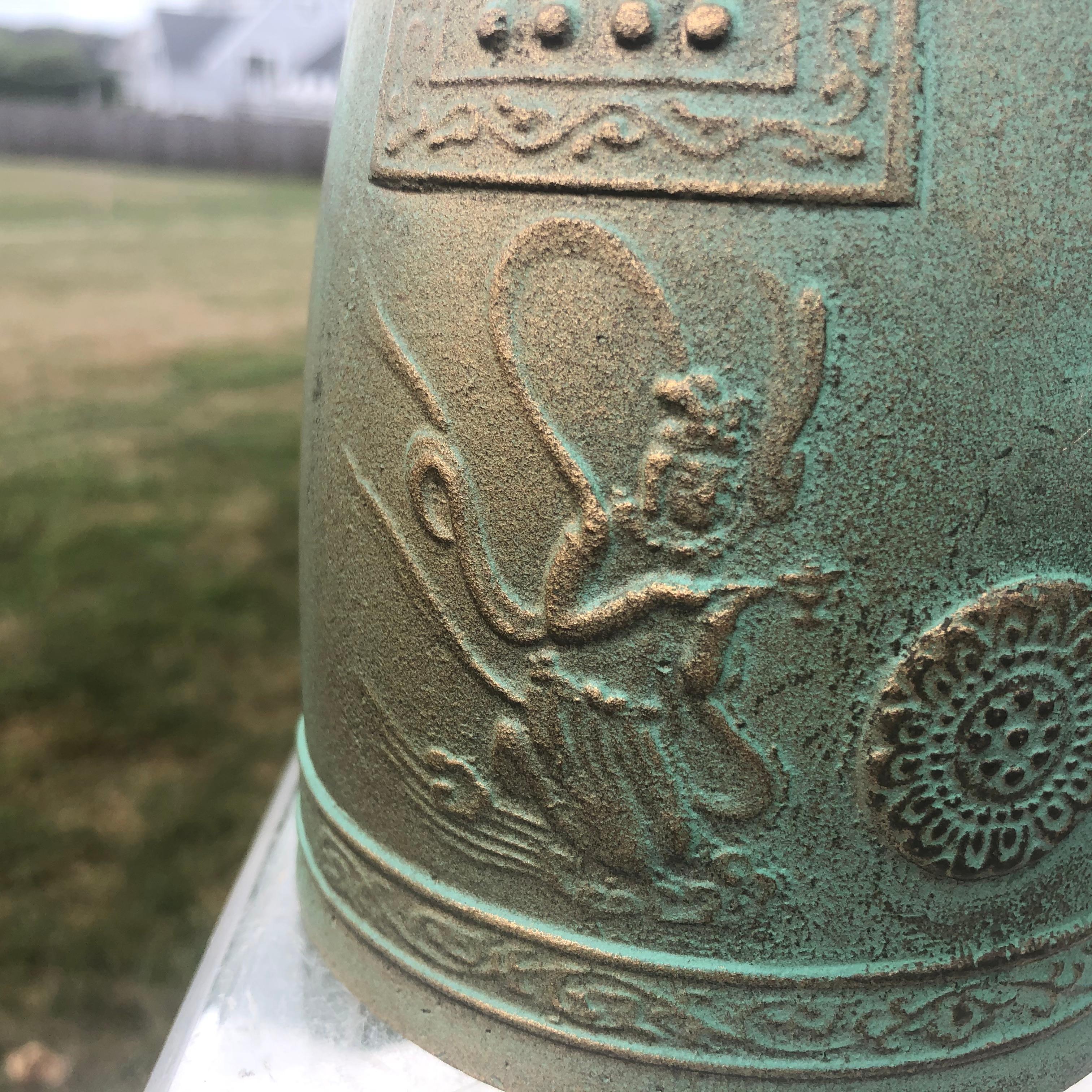 20th Century Japanese Hand Cast Bronze Temple Bell 