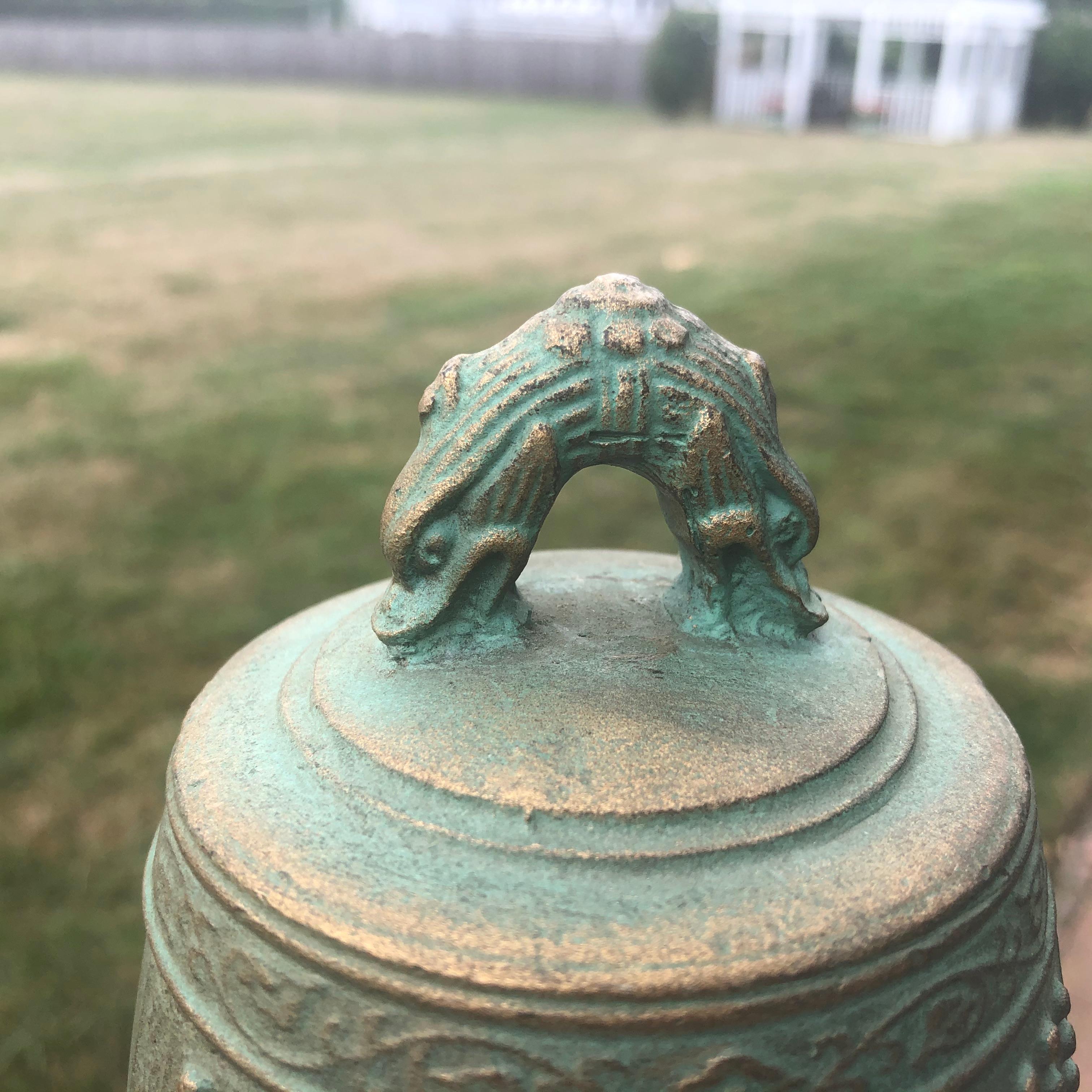 20th Century Japanese Hand Cast Bronze Temple Bell 