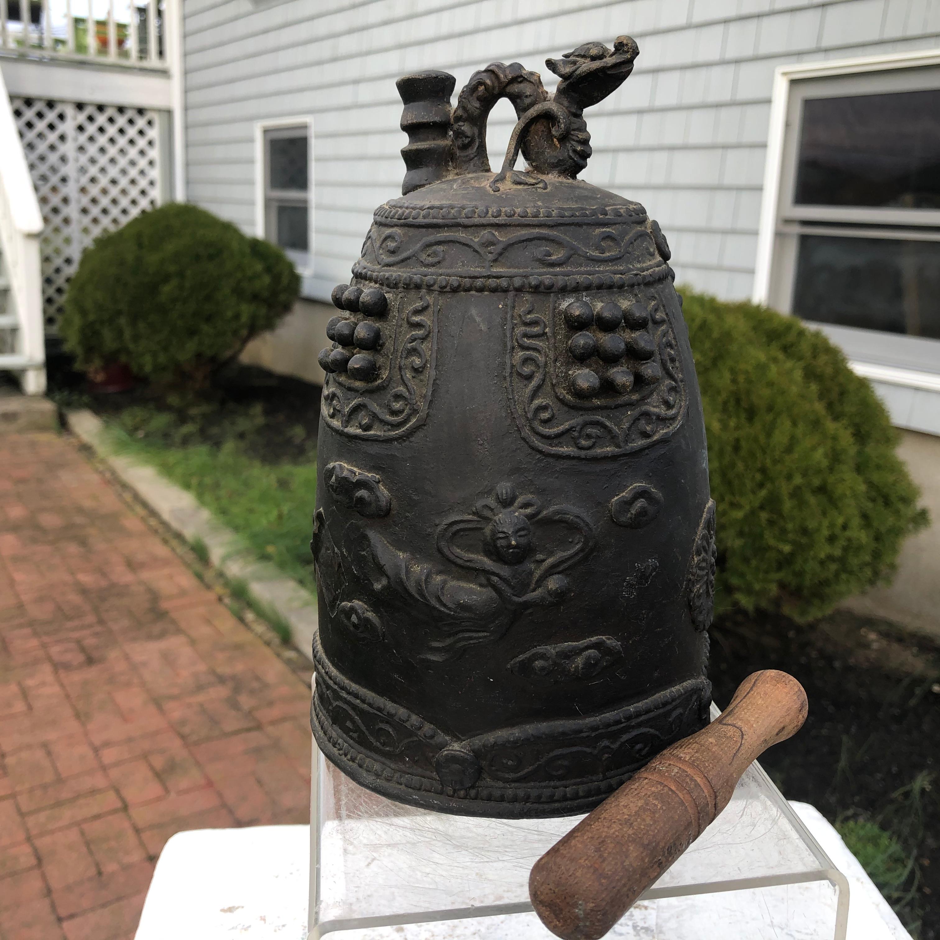 Japanese Antique Hand Cast Bronze Temple Bell 