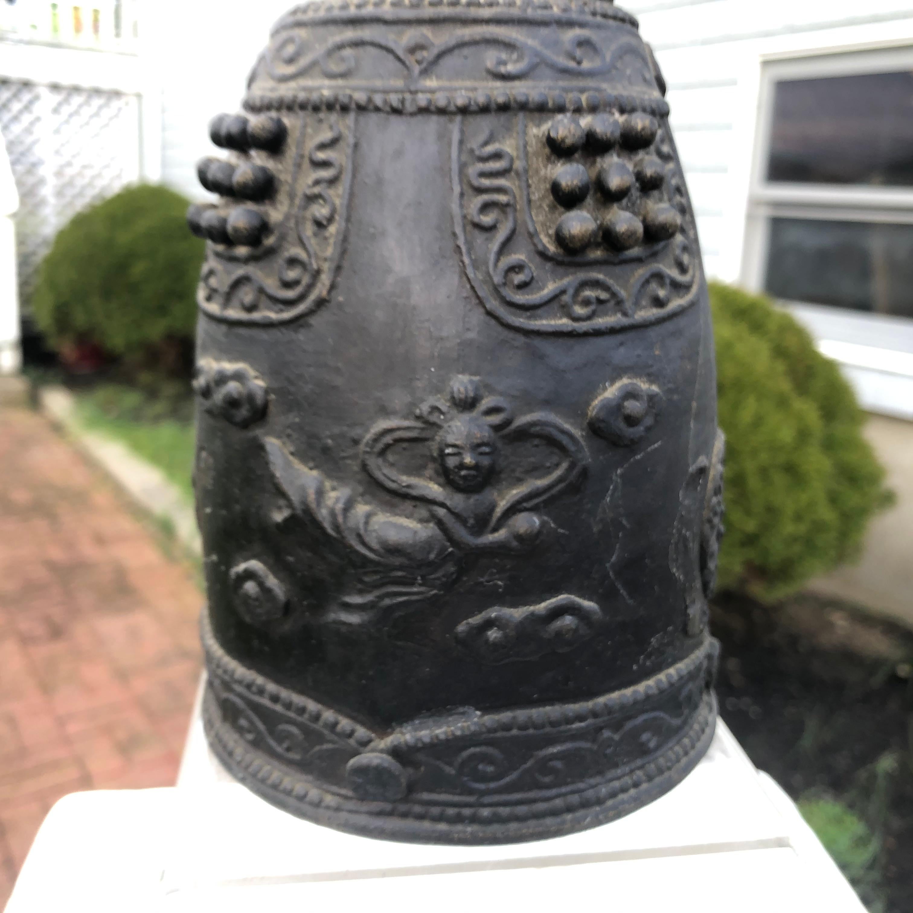 Japanese Antique Hand Cast Bronze Temple Bell 