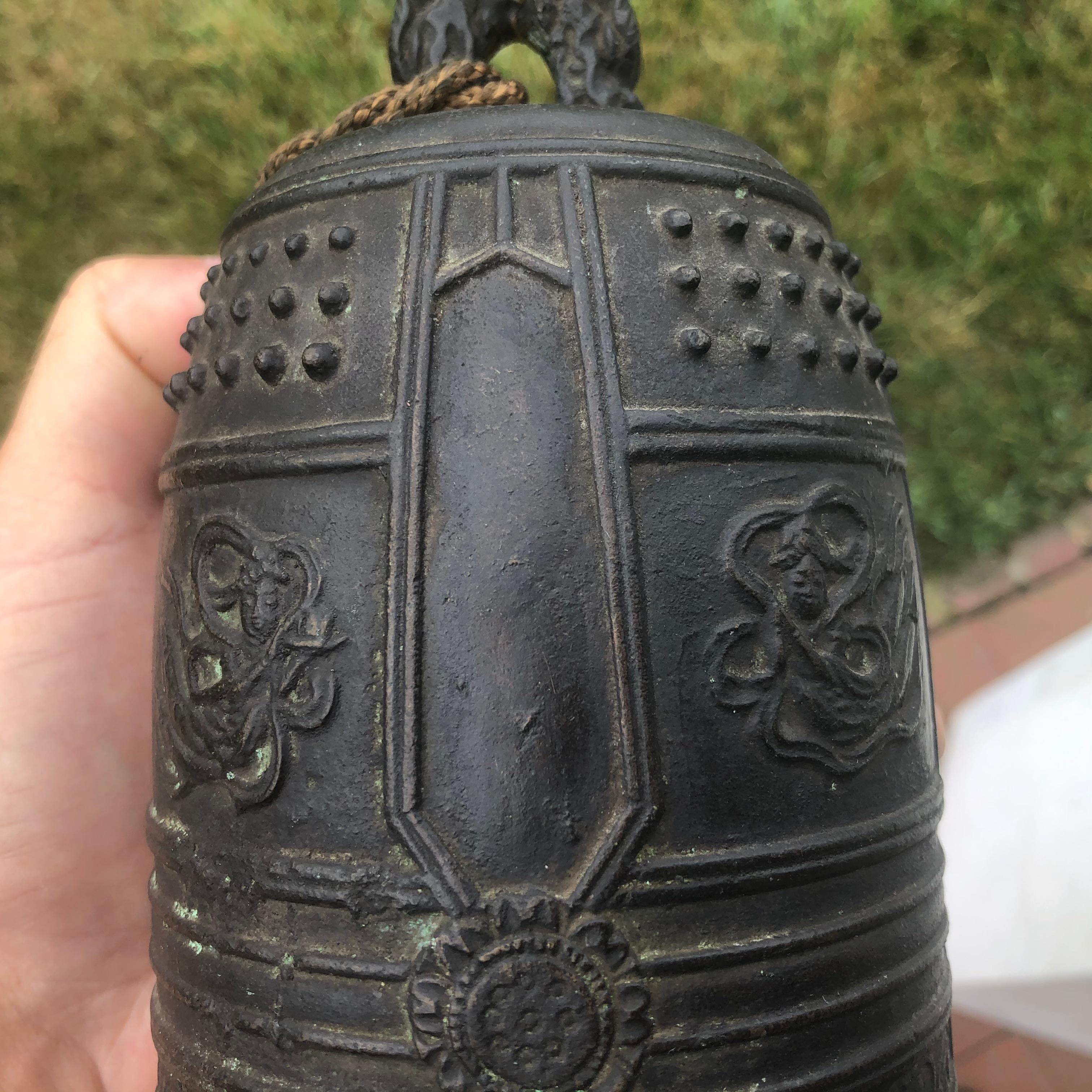 Japanese Antique Hand Cast Bronze Temple Bell 