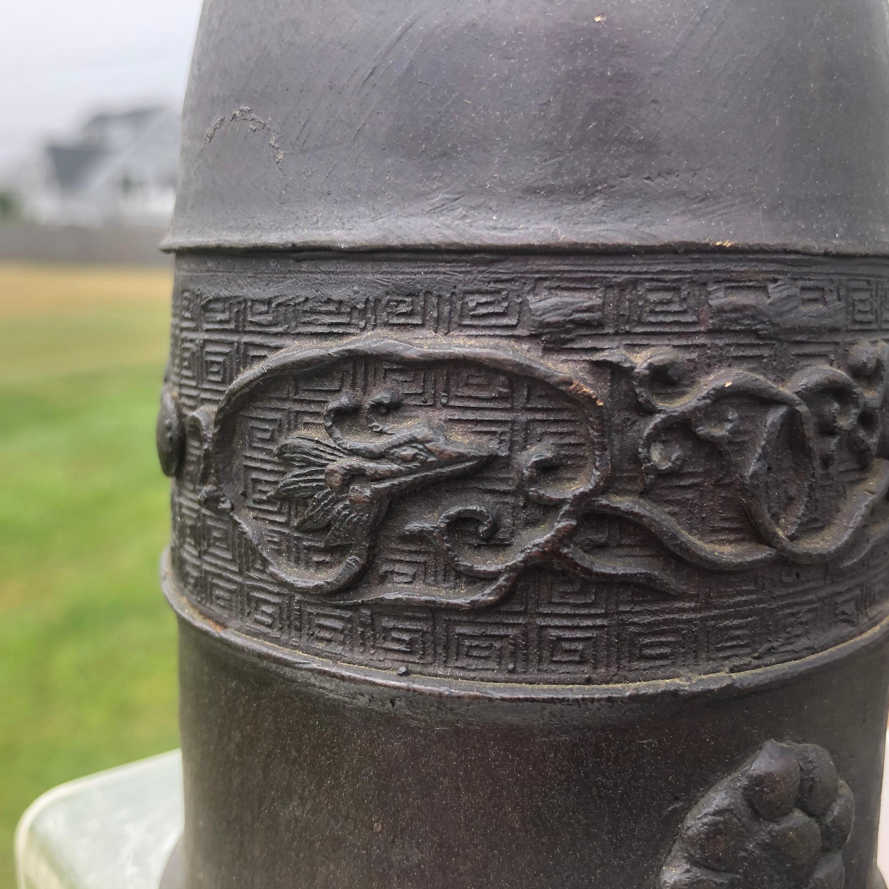 Japanese Antique Hand Cast Bronze Temple Bell 