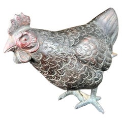 Japanese Antique Hand Cast Hen Sculpture