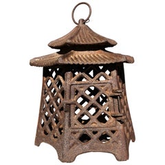Japanese Antique Hand Cast Lantern "Double Pagoda" Motif