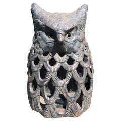Japanese Antique Hand Cast "Owl" Wall Lantern, Hard to Find Design