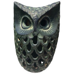 Antique Japanese Hand Cast "Owl" Wall Lantern, Rare Bird