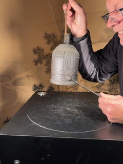 Japanese Antique Hand Cast Temple Bell Resonates with Original Striker