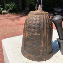 Japanese Antique Hand Cast Temple Bell & Striker, Old Kyoto Collection