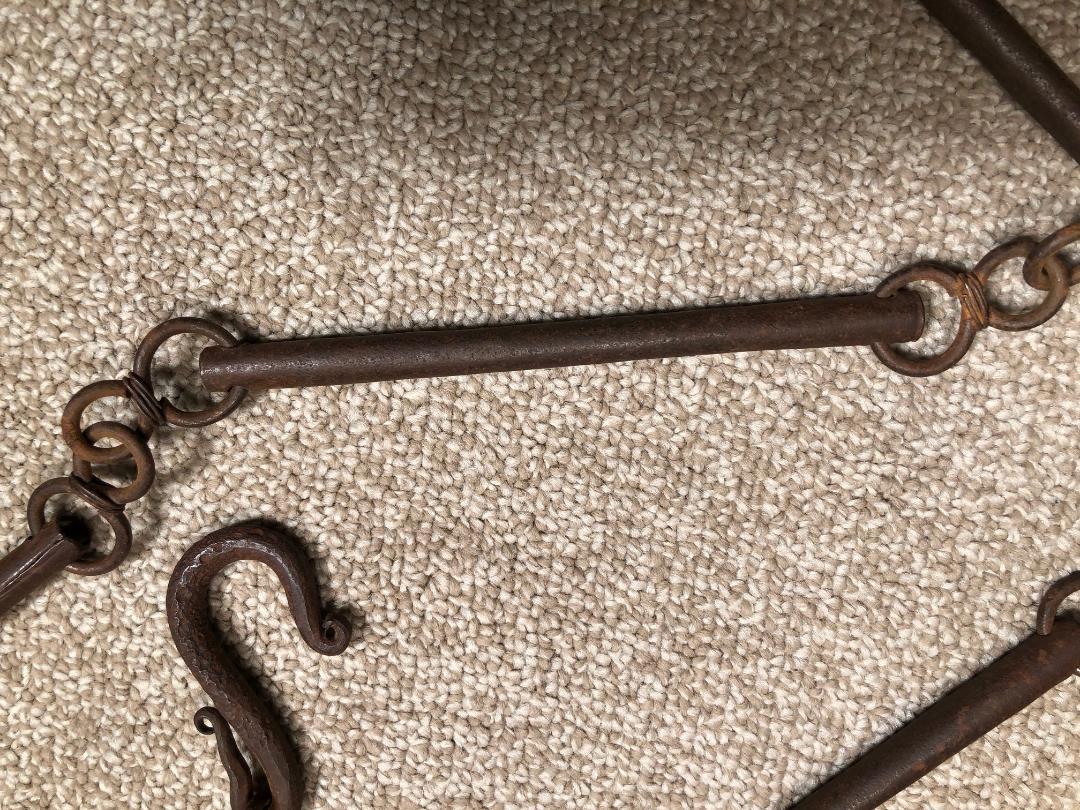 Edo Japanese Antique Hand Forged Iron Suspension Chain, Rare