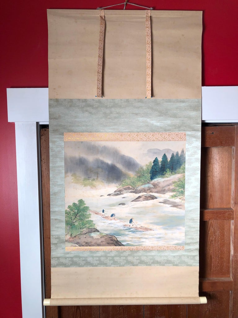 Japanese Hand Painted Four Seasons Silk Scroll Set Four, Vibrant Colors