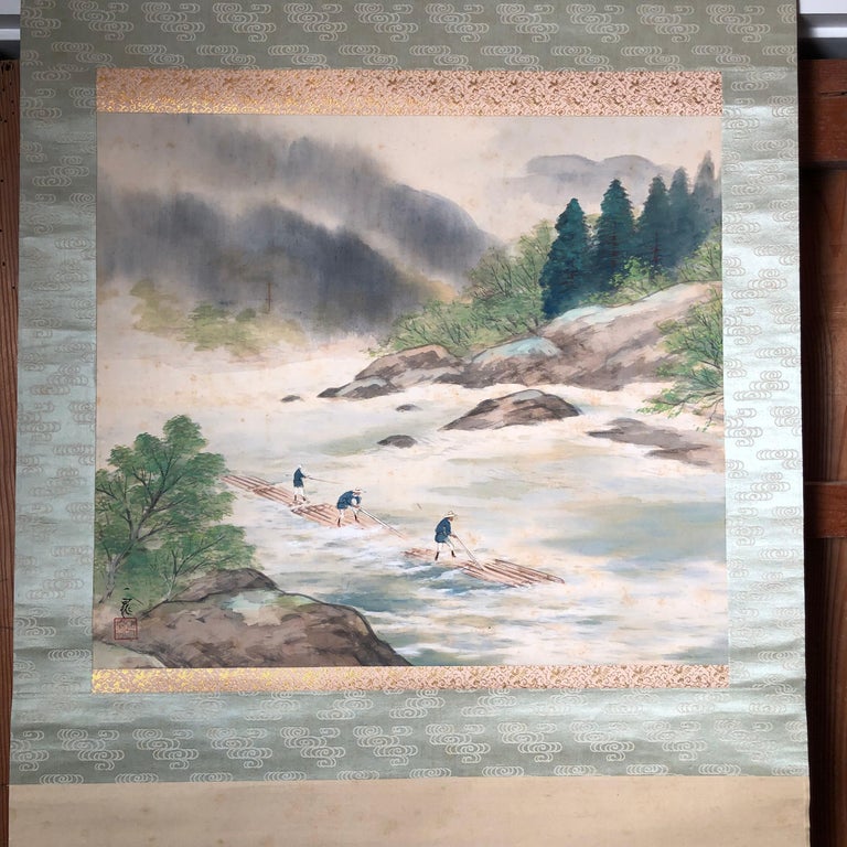 Japanese Hand Painted Four Seasons Silk Scroll Set Four, Vibrant Colors