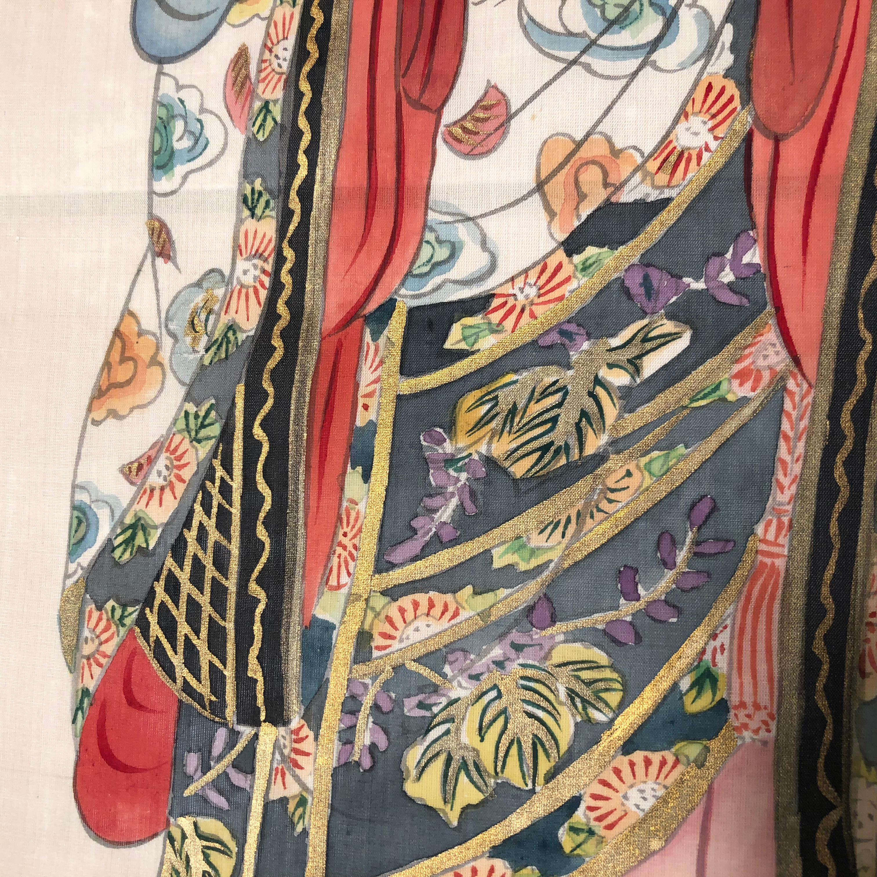 Japanese Antique Hand-Painted Silk Painting Guan Yin 2