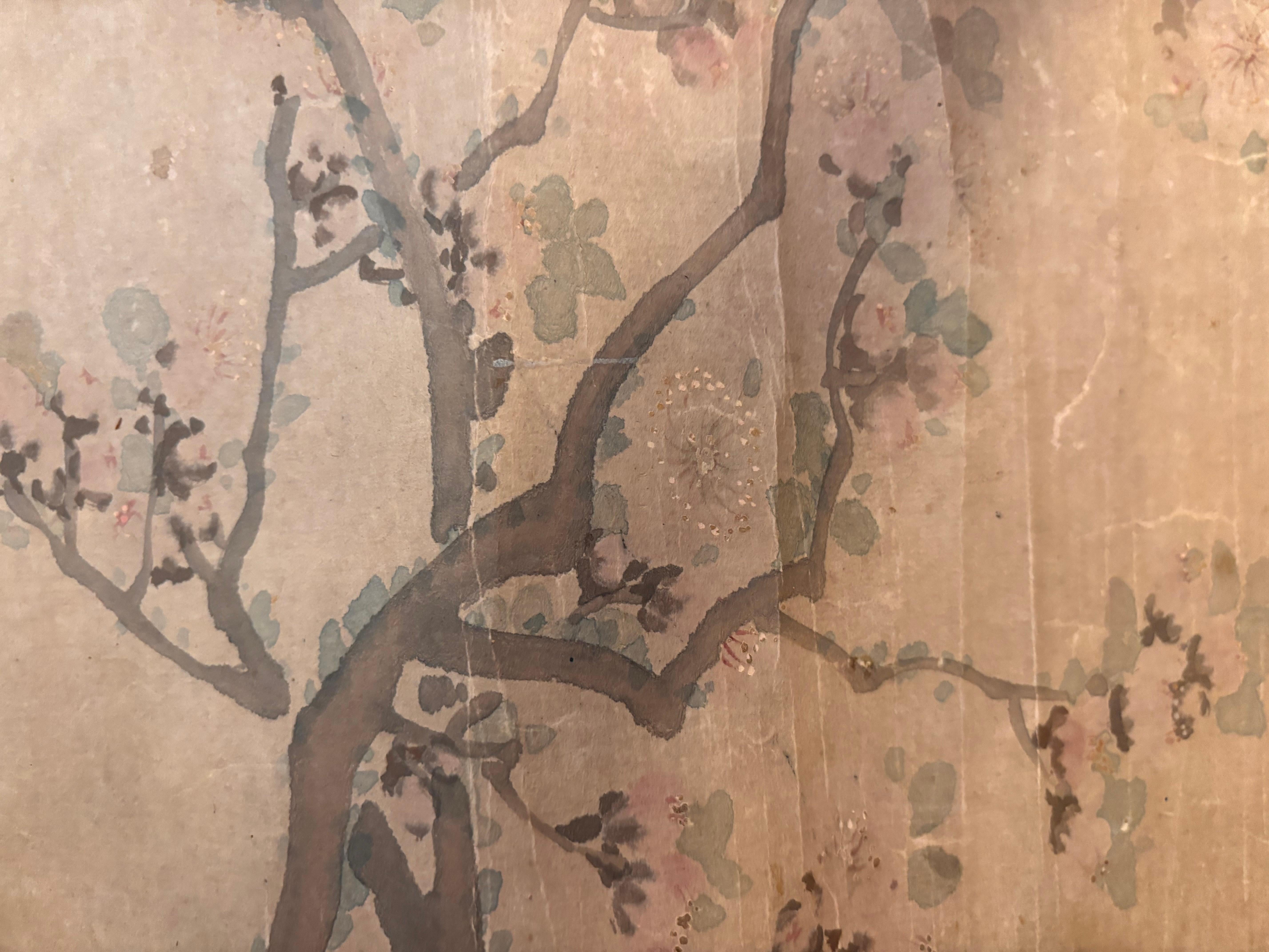 Pergamino de Seda Japonés Antiguo Pintado a Mano Juguetonas Golondrinas, Periodo Taisho en venta 6