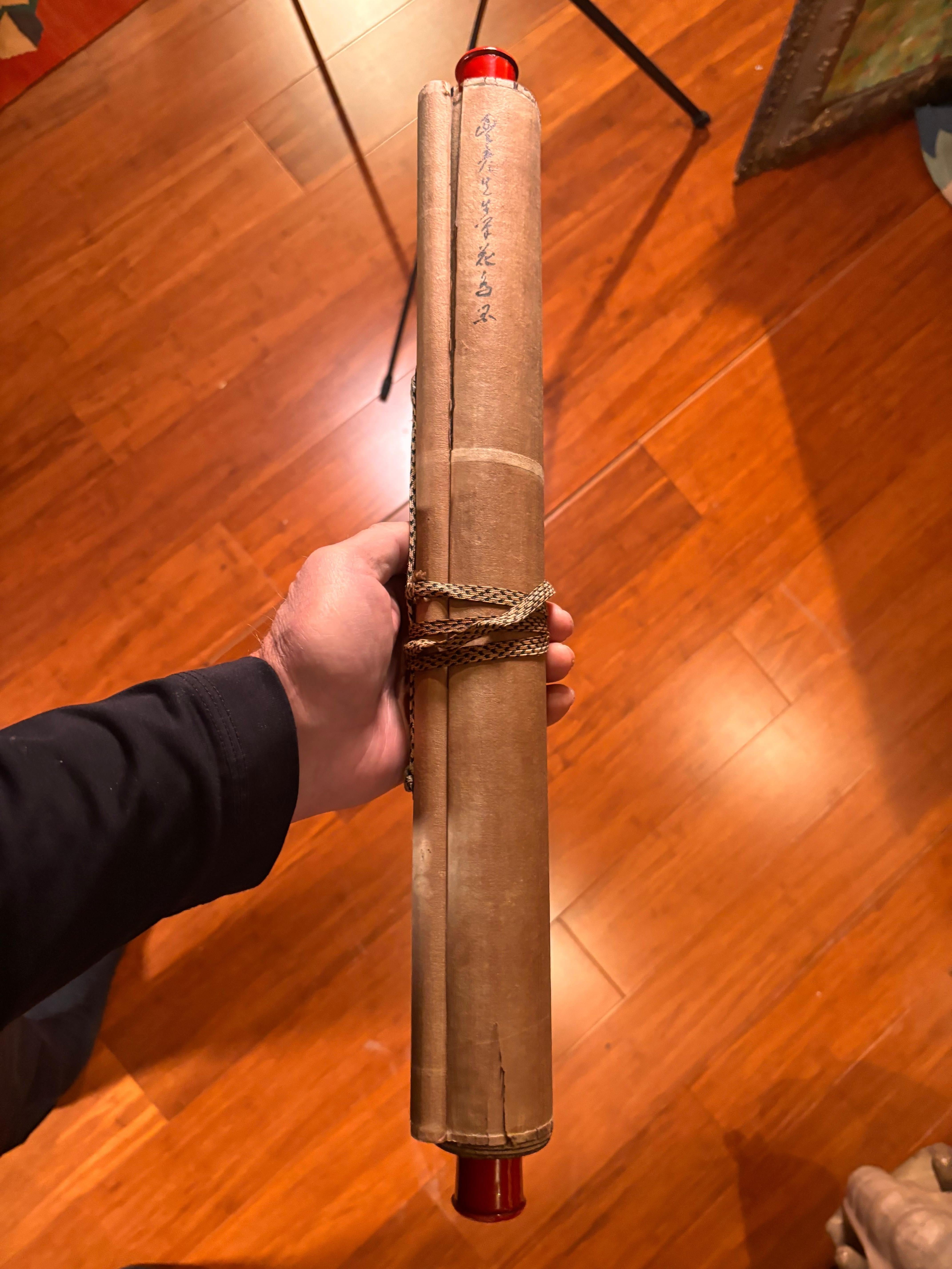 Pergamino de Seda Japonés Antiguo Pintado a Mano Juguetonas Golondrinas, Periodo Taisho en venta 9