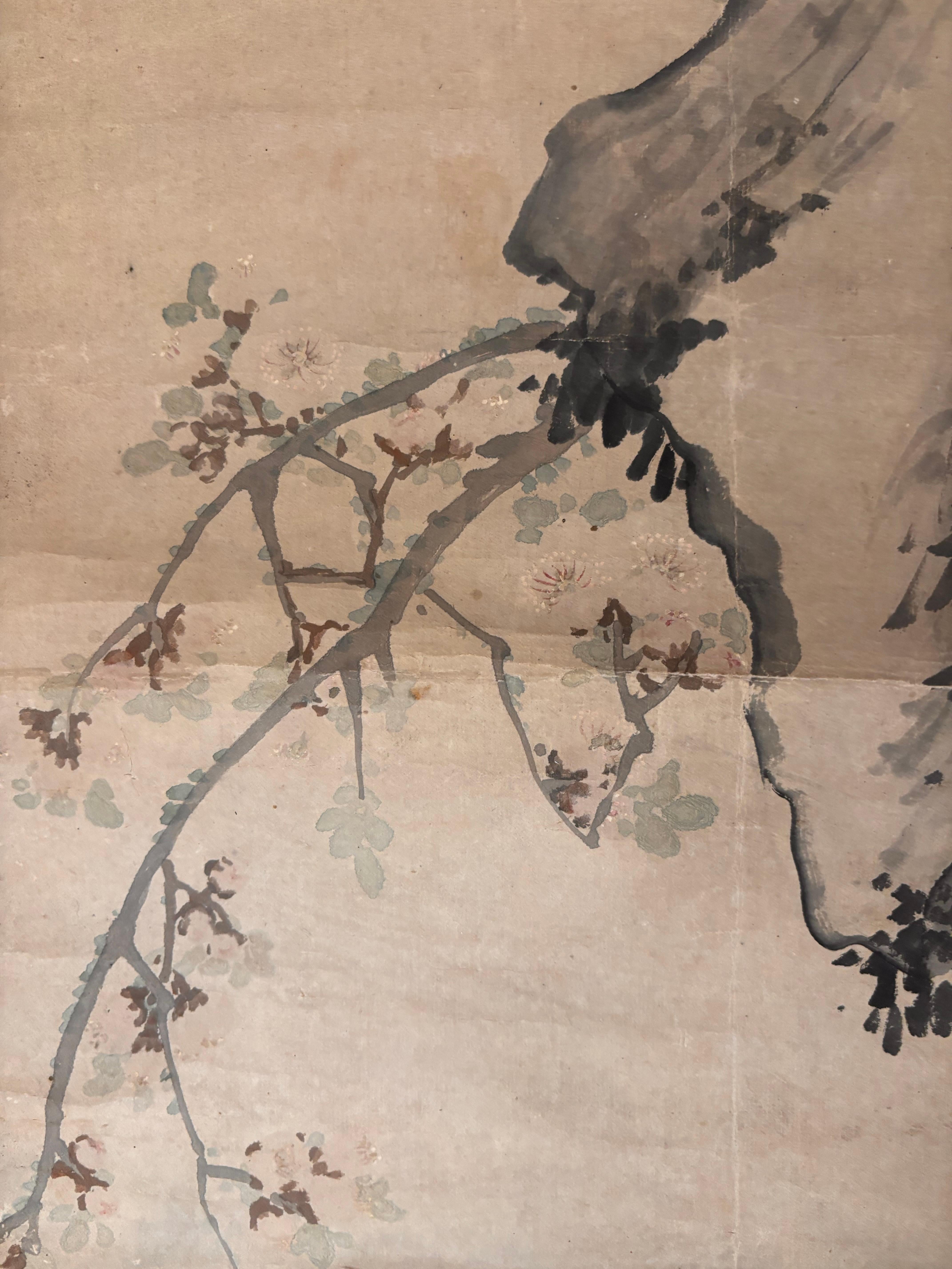 Pergamino de Seda Japonés Antiguo Pintado a Mano Juguetonas Golondrinas, Periodo Taisho en venta 3